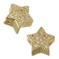 Cubic Zirconia Micro Pave Brass Beads Star gold color plated micro pave cubic zirconia Approx 1mm Sold By Lot