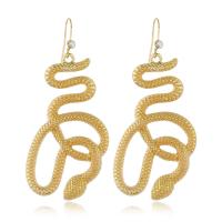 Zinc Alloy Drop Earrings Snake gold color plated for woman & with rhinestone nickel lead & cadmium free Sold By Pair