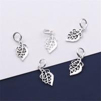 925 Sterling Silver Pendant Leaf plated DIY & hollow Approx 4mm Sold By PC