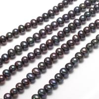 Brambor pěstované sladkovodní perle, Sladkovodní Pearl, černý, 8-9mm,13*8cm, Otvor:Cca 0.8mm, Prodáno za Cca 15.5 inch Strand