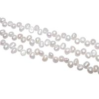 Bulvių išauginti gėlavandenių perlų karoliukai, Gėlo vandens perlų, Bulvė, natūralus, baltas, 7-8mm,13*8cm, Skylė:Apytiksliai 0.8mm, Parduota už Apytiksliai 15.2 Inch Strand