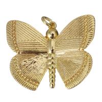 Brass Jewelry Pendants Butterfly gold color plated Approx 0.5mm Sold By Lot