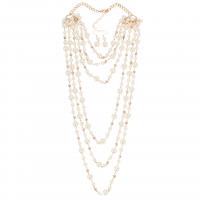 Sets de Joyas, pendiente & collar, Perlas plásticas, chapado, Joyería & multicapa & para mujer, 540mm, Vendido para 21.25 Inch Sarta