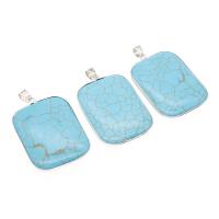 Turquoise Pendant Rectangle plated DIY blue 41*28*4mm Approx 3mm Sold By Bag
