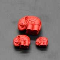 Cinnabar Beads Elephant Carved DIY red Sold By PC