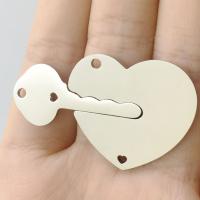 Stainless Steel Couple Pendants 304 Stainless Steel heart and key plated & DIY 26*30MM+15*33MM Sold By Pair