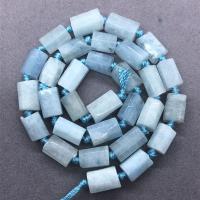 Gemstone Smycken Pärlor, Akvamarin, Kolonn, polerad, DIY, ljusblå, 6*10mm, Ca 30PC/Strand, Säljs av Strand