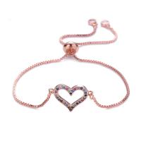 Cubic Zirconia Micro Pave Sterling Silver Bracelet Brass with Cubic Zirconia Heart plated fashion jewelry & for woman 19*13*2mm*4*6mm Sold By Strand