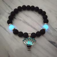 Gemstone Bracelets Alloy with Night-Light Stone & Lava plated fashion jewelry black 55mm Sold By PC