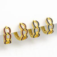 Messing Huggie Hoop Earring, Donut, plated, mode sieraden & verschillende stijlen voor de keuze & micro pave zirconia & voor vrouw, meer kleuren voor de keuze, 20*8mm, Verkocht door pair
