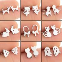 Stainless Steel Stud Earrings, plated, fashion jewelry & different styles for choice & for woman, more colors for choice, 10X12MM, Sold By Pair