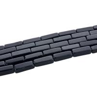 Grânulos de pedra pretas, Retângulo, polido, DIY, preto, 4x13mm, 29PCs/Strand, vendido por Strand
