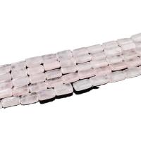 Perline di quarzo rosa naturale, Rettangolo, lucido, DIY, rosa, 8x12mm, 30PC/filo, Venduto da filo