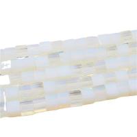 Sea Opal Χάντρες, Πλατεία, γυαλισμένο, DIY, λευκό, 6x6mm, 60PCs/Strand, Sold Με Strand