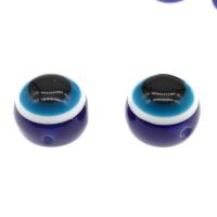 Harz Evil Eye Perlen, rund, DIY & verschiedene Größen vorhanden, blau, Bohrung:ca. 2mm, verkauft von PC