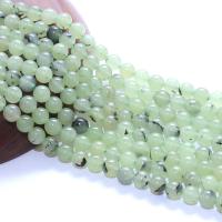 Gemstone smykker perler, Prehnite, Runde, poleret, du kan DIY & forskellig størrelse for valg, lysegrøn, Længde 15 inch, Solgt af Bag