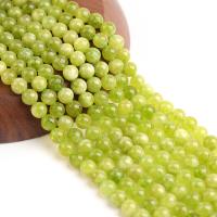 Gemstone smykker perler, Peridot sten, Runde, poleret, du kan DIY & forskellig størrelse for valg, grøn, Solgt Per Ca. 15 inch Strand