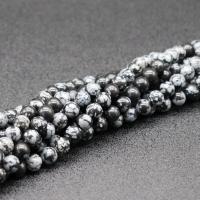 Natural Snowflake Obsidian Beads polished DIY & faceted white and black Sold By Strand