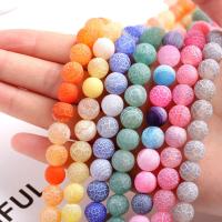 Natural Effloresce Agate Beads Round plated fashion jewelry & DIY & for woman Length 15 Inch Sold By Lot
