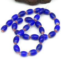 Raffinierte Lampwork-Beads, Lampwork, Trommel, plattiert, DIY & verschiedene Größen vorhanden, blau, verkauft von Strang