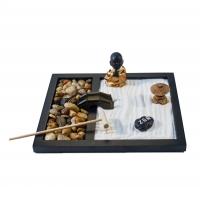 Fibreboard voor middelste dichtheid Zen Sandbox Ornament, Plein, half handgemaakte, voor thuis en op kantoor, zwart, 215x174x66mm, Verkocht door PC