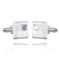 Cufflinks Zinc Alloy silver color plated durable & for man & with rhinestone nickel lead & cadmium free Sold By Pair