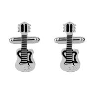 Cufflinks Zinc Alloy silver color plated durable & for man black nickel lead & cadmium free Sold By Pair