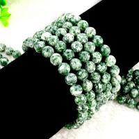 Perline pietra con chiazze verdi, pietra chiazza verde, Cerchio, lucido, DIY & formato differente per scelta, verde, Venduto da filo