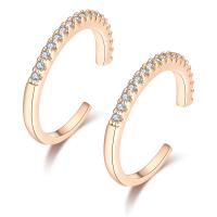 Fashion Earring Cuff and Wraps Brass Round plated fashion jewelry & micro pave cubic zirconia & for woman 14*2mm Sold By Pair
