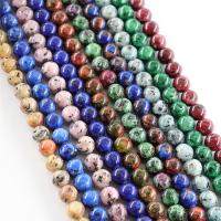 Sesame jaspis perler, Natursten, Runde, hånd poleret, du kan DIY & forskellige materialer til valg, flere farver til valg, 8mm, Ca. 48pc'er/Strand, Solgt af Strand