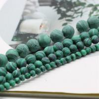 Malakit perler, Runde, poleret, du kan DIY & forskellig størrelse for valg & frosted, Solgt Per Ca. 15 inch Strand