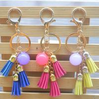 Tibetan Style Key Clasp, with Velveteen, portable & Unisex, more colors for choice, 4cm, Sold By PC