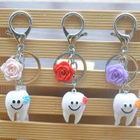 Tibetan Style Key Clasp, with Acrylic, random style & portable & Unisex, mixed colors, 2.5CM, Sold By PC