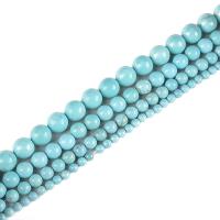 turchese sintetico perla, Cerchio, lucido, DIY & formato differente per scelta, blu, Venduto per Appross. 15 pollice filo