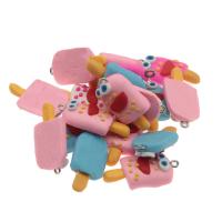 Polymer Clay Μενταγιόν, Παγωτό, DIY, μικτά χρώματα, 37*16*7mm, 100PCs/τσάντα, Sold Με τσάντα