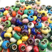 European Porculanske perle, Porculan, možete DIY, više boja za izbor, 14x9mm, Rupa:Približno 5mm, Prodano By PC