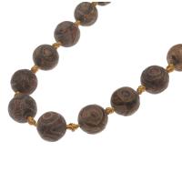 Naturlige tibetanske Agate Dzi Beads, Tibetansk agat, Runde, du kan DIY, brun, 17*17mm, Solgt Per 38 cm Strand