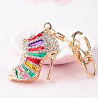 Zinc Alloy Key Clasp with Rhinestone Shoes plated 60mm Sold By Set
