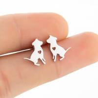 Stainless Steel Stud Earrings Dog plated fashion jewelry & for woman Sold By Pair