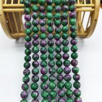 Gemstone smykker perler, Ruby i Zoisite, Runde, poleret, du kan DIY & forskellig størrelse for valg, grøn, Solgt af Strand