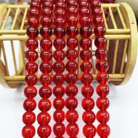 Round Crystal Beads polished DIY bright red Sold By Strand