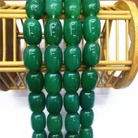Természetes zöld achát gyöngyök, Drum, csiszolt, DIY & különböző méretű a választás, zöld, Minőség: A, 13x18mm, Kb 22PC-k/Strand, Által értékesített Strand