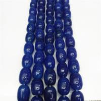 Természetes Kék achát gyöngyök, Kerek, csiszolt, DIY, mélyvörös, 13x18mm, Kb 22PC-k/Strand, Által értékesített Strand