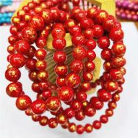 Gemstone Jewelry Beads Cloisonne Stone Round polished DIY red Sold By Strand