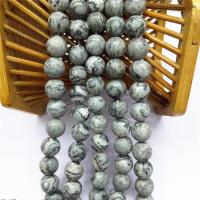 Gemstone smykker perler, Jasper Picasso, Runde, poleret, du kan DIY & forskellig størrelse for valg, grå, Solgt af Strand