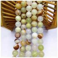 Light Mottle Green Jade Beads Round polished DIY Sold By Strand