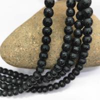 Perline gioielli gemme, Pietra Abrazina, Cerchio, lucido, DIY & formato differente per scelta, nero, Venduto da filo