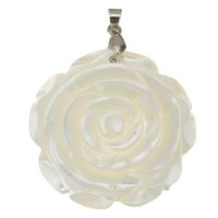 Pingentes de concha branca natural, Rose, banhado, joias de moda & DIY & para mulher, branco, 35x35x5mm, Buraco:Aprox 4mm, 5PCs/Lot, vendido por Lot