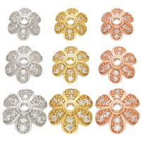 Brass Bead Cap Flower plated & micro pave cubic zirconia Sold By Lot