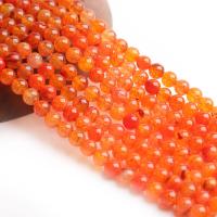 Prirodni Dragon vene ahat perle, Dragon vene Agate, Krug, uglađen, možete DIY & različite veličine za izbor, crvenkasto narančasti, Prodano Per 15 inčni Strand